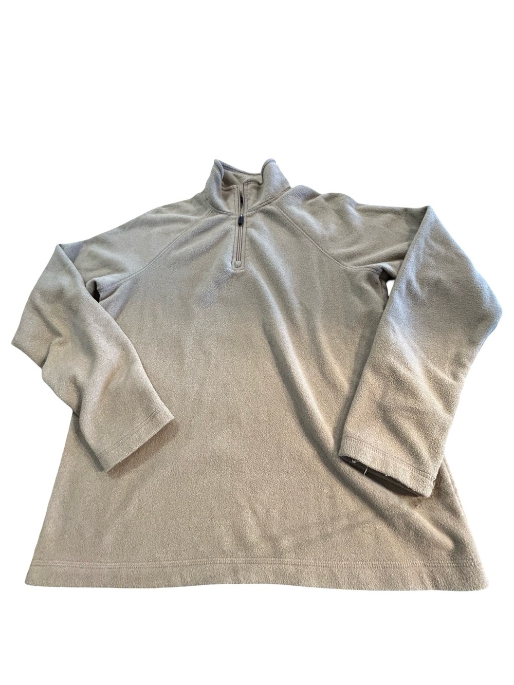 Lands' End Mens S ThermaCheck Fleece Quarter Zip Pullover Tan Granola Cabincore